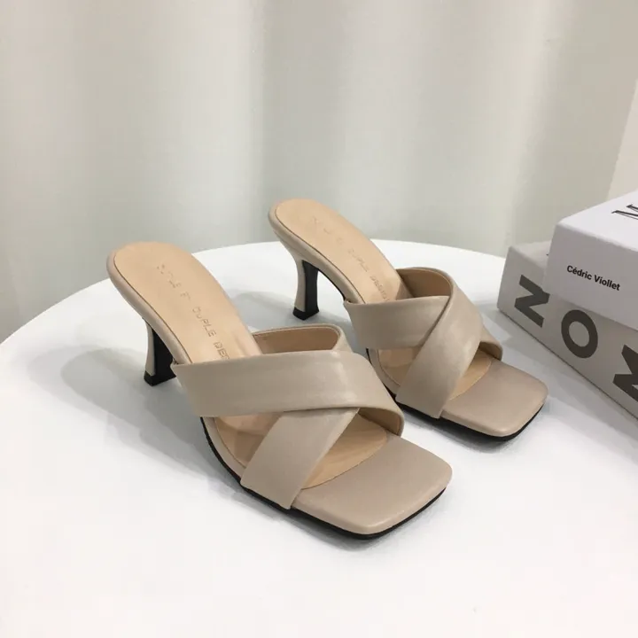 [국내제작/빠른배송] 기본/크로스 스트랩 쿠션 미들 뮬 슬리퍼 힐 7cm 상세 이미지 41