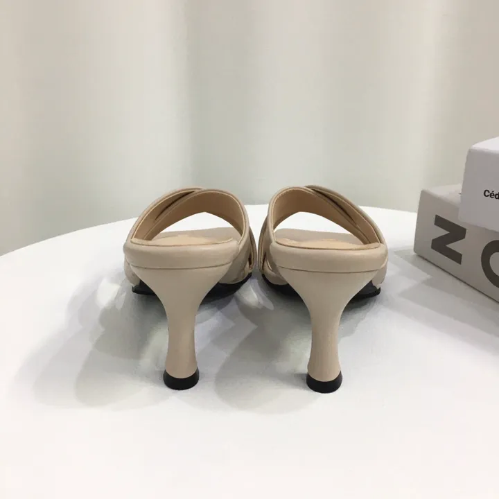 [국내제작/빠른배송] 기본/크로스 스트랩 쿠션 미들 뮬 슬리퍼 힐 7cm 상세 이미지 42