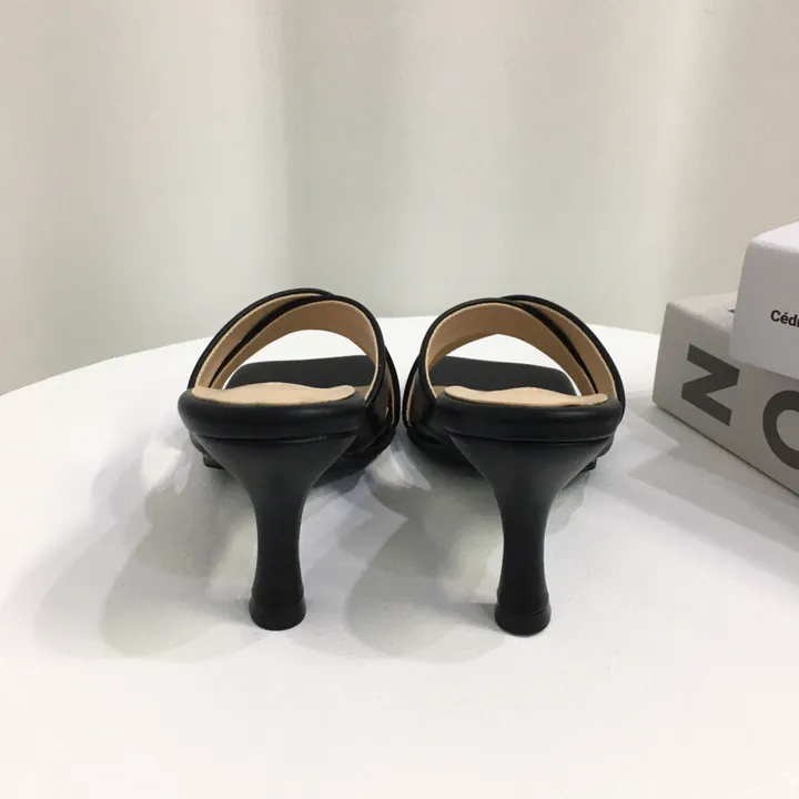 [국내제작/빠른배송] 기본/크로스 스트랩 쿠션 미들 뮬 슬리퍼 힐 7cm 상세 이미지 49