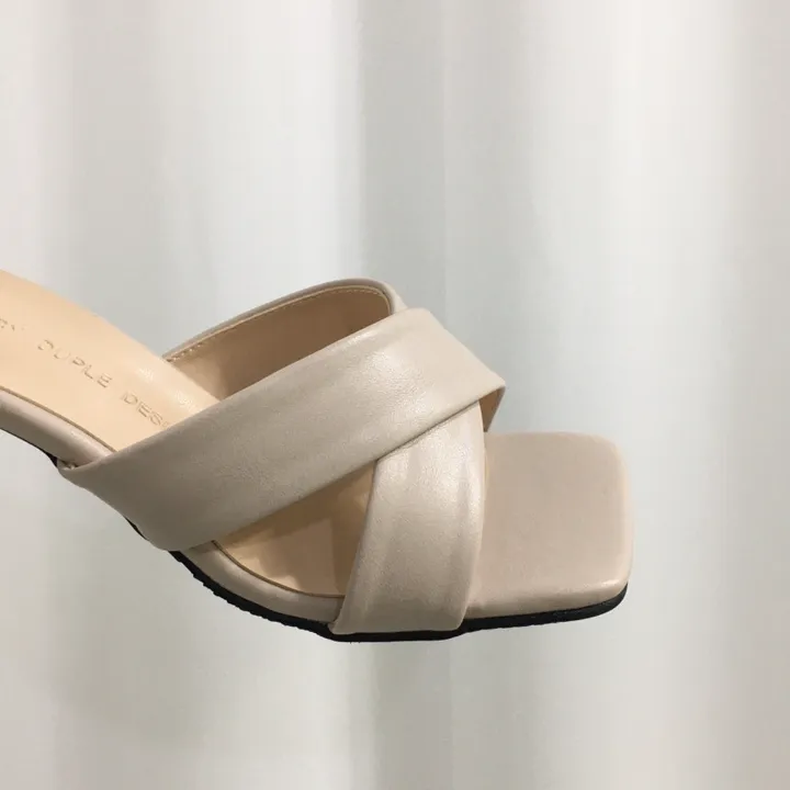 [국내제작/빠른배송] 기본/크로스 스트랩 쿠션 미들 뮬 슬리퍼 힐 7cm 상세 이미지 55