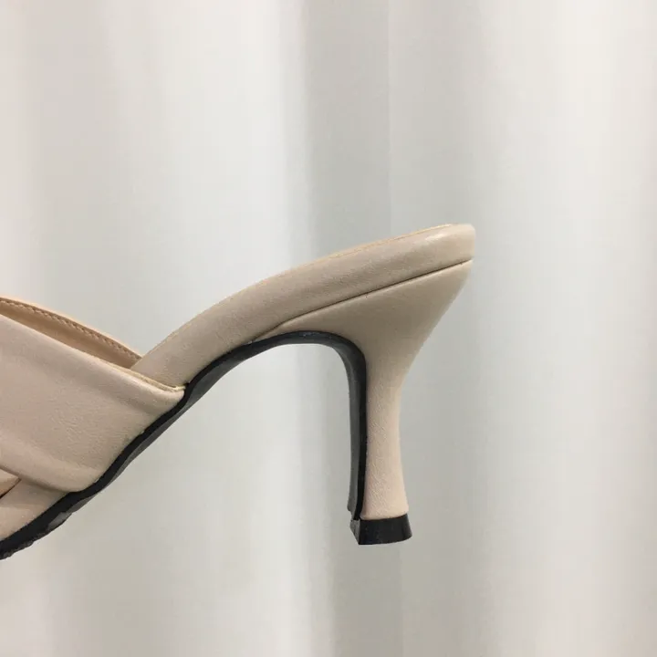 [국내제작/빠른배송] 기본/크로스 스트랩 쿠션 미들 뮬 슬리퍼 힐 7cm 상세 이미지 57