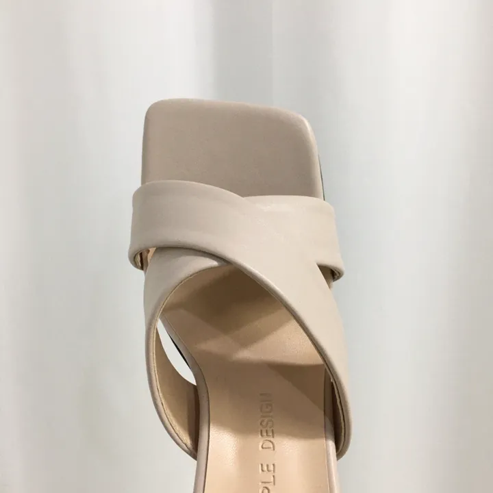 [국내제작/빠른배송] 기본/크로스 스트랩 쿠션 미들 뮬 슬리퍼 힐 7cm 상세 이미지 56