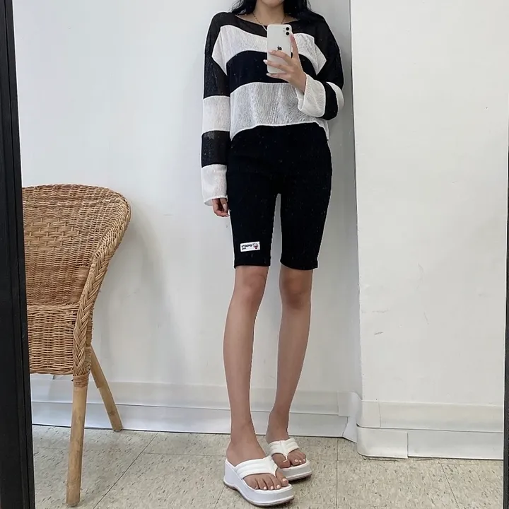 [힙해꾸안꾸] 골지 5부 패치 바이크 레깅스 팬츠 상세 이미지 18