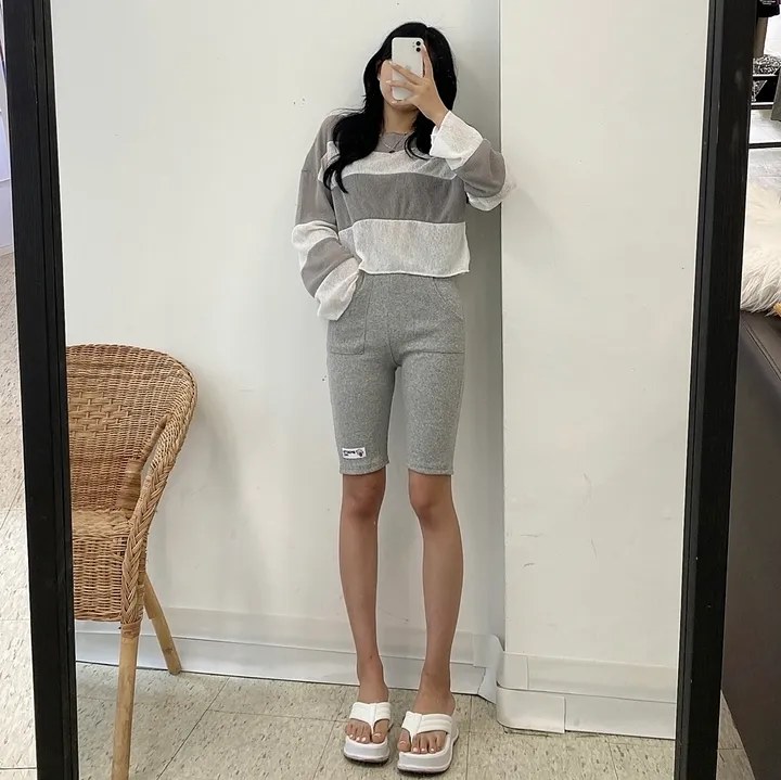 [힙해꾸안꾸] 골지 5부 패치 바이크 레깅스 팬츠 상세 이미지 14