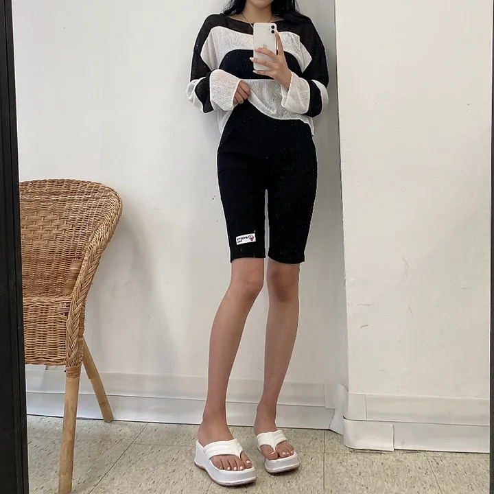 [힙해꾸안꾸] 골지 5부 패치 바이크 레깅스 팬츠 상세 이미지 19
