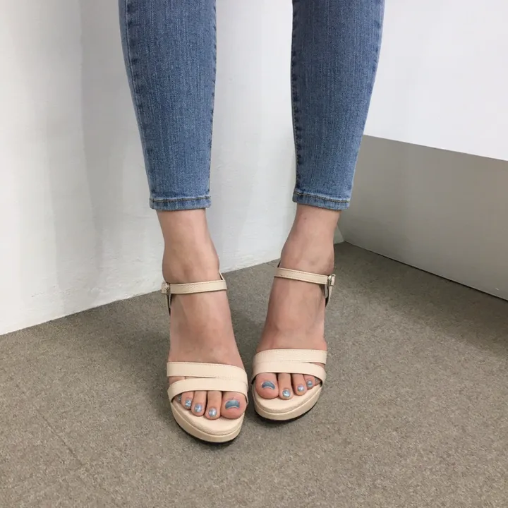 [당일배송/국산수제] 더블 사선 스트랩 가보시 샌들힐 10cm 상세 이미지 22