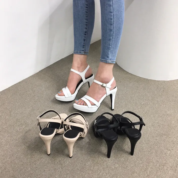 [당일배송/국산수제] 더블 사선 스트랩 가보시 샌들힐 10cm 상세 이미지 6