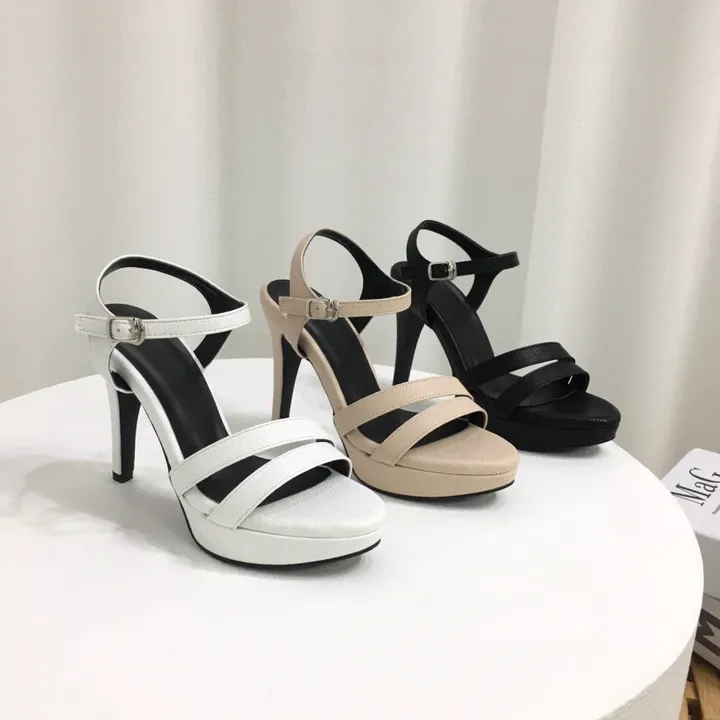 [당일배송/국산수제] 더블 사선 스트랩 가보시 샌들힐 10cm 상세 이미지 2