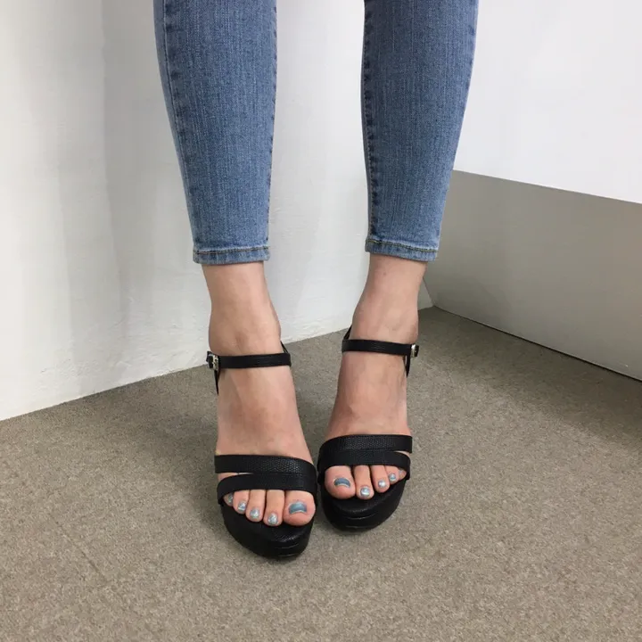 [당일배송/국산수제] 더블 사선 스트랩 가보시 샌들힐 10cm 상세 이미지 30
