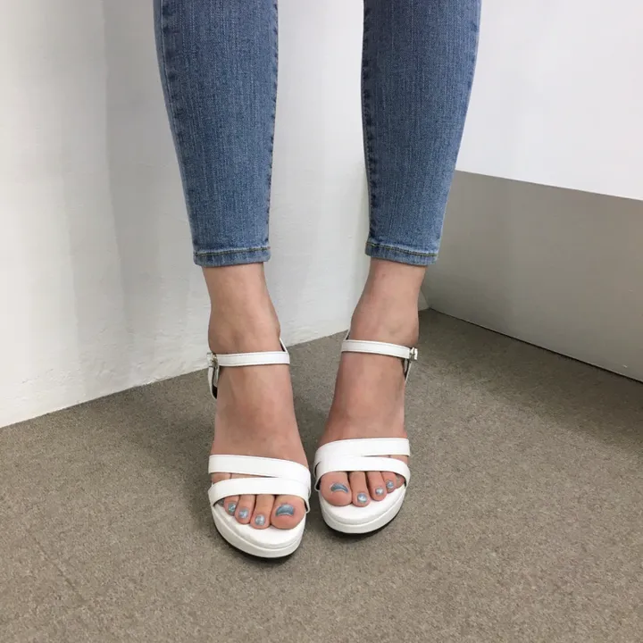 [당일배송/국산수제] 더블 사선 스트랩 가보시 샌들힐 10cm 상세 이미지 14