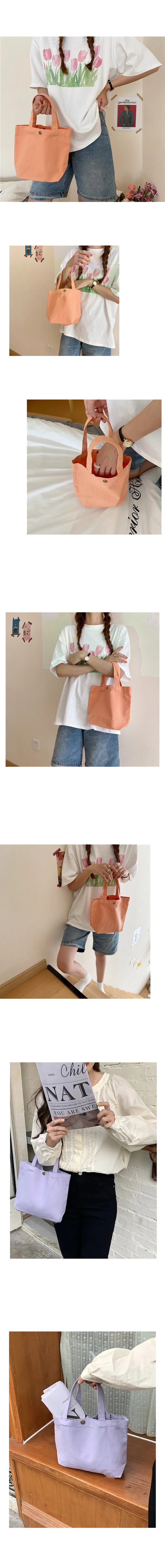 [신상] 미니 버튼 손가방 에코백 간식가방  여름 블랙 화이트 아이보리 피치 퍼플 선물 이벤트선물 생일선물 상세 이미지 3