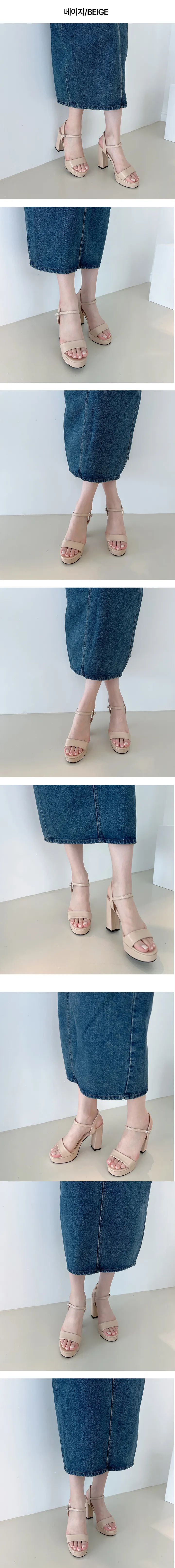 샤즈반 가보시웨지 청키힐 통굽 오버솔 미들힐 하이힐 버클힐 상세 이미지 4
