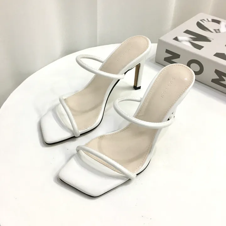 [인기] 섹시 슬림 두줄 스트랩 쿠션 뮬 슬리퍼 힐 9cm 상세 이미지 10