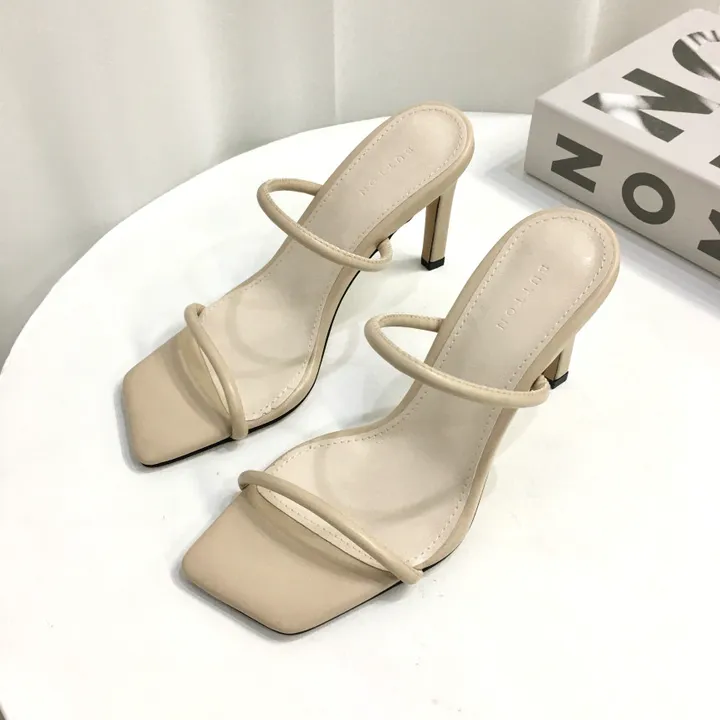 [인기] 섹시 슬림 두줄 스트랩 쿠션 뮬 슬리퍼 힐 9cm 상세 이미지 13