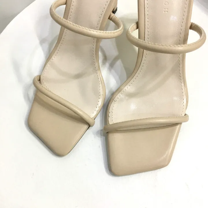 [인기] 섹시 슬림 두줄 스트랩 쿠션 뮬 슬리퍼 힐 9cm 상세 이미지 21