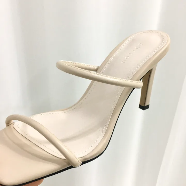 [인기] 섹시 슬림 두줄 스트랩 쿠션 뮬 슬리퍼 힐 9cm 상세 이미지 23