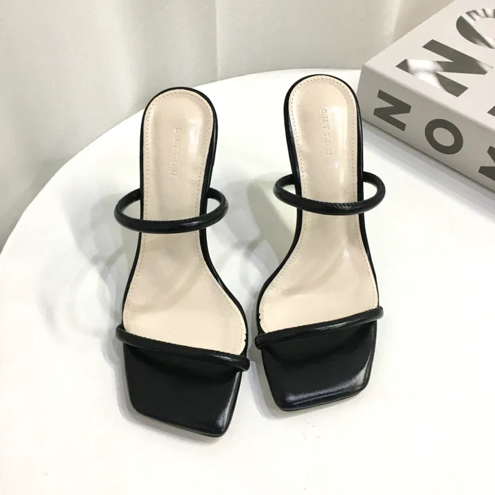 [인기] 섹시 슬림 두줄 스트랩 쿠션 뮬 슬리퍼 힐 9cm 상세 이미지 18