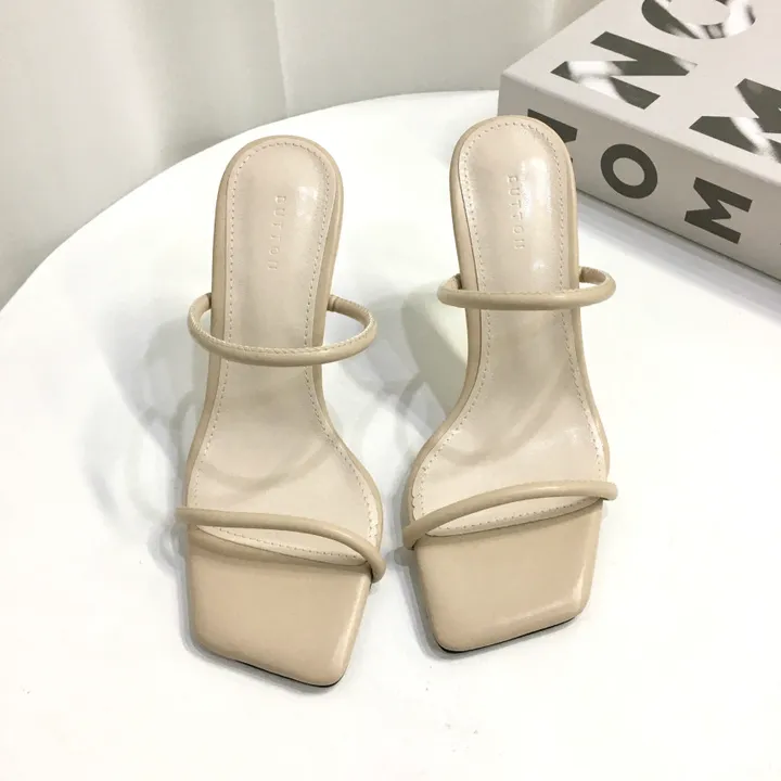 [인기] 섹시 슬림 두줄 스트랩 쿠션 뮬 슬리퍼 힐 9cm 상세 이미지 12