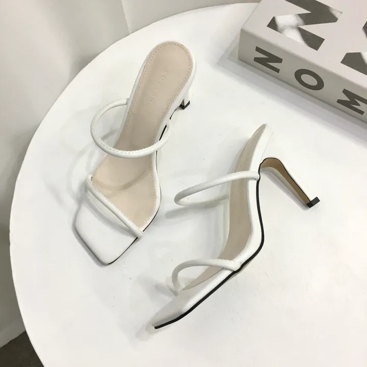 [인기] 섹시 슬림 두줄 스트랩 쿠션 뮬 슬리퍼 힐 9cm 상세 이미지 11