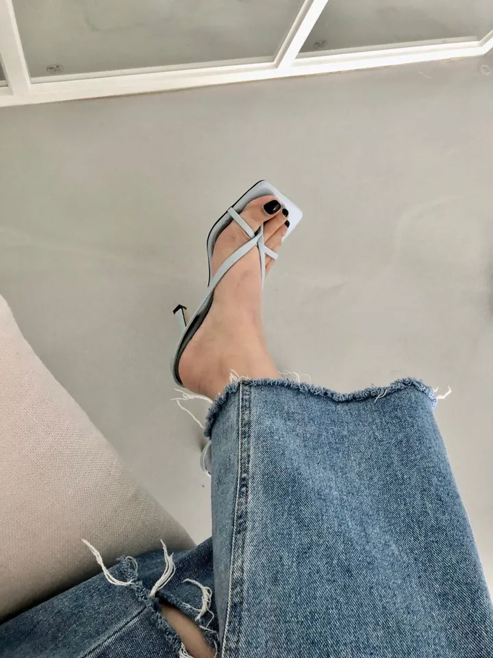 [4color] 아오이 심플 스퀘어 스트랩 끈 여름 쪼리 슬리퍼 힐 샌들 8cm 상세 이미지 2