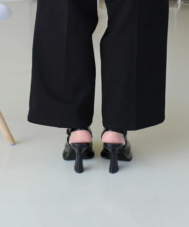 (3color) 언발란스 사선 스퀘어 각코 플랫폼 가보시 슬링백 힐 상세 이미지 26