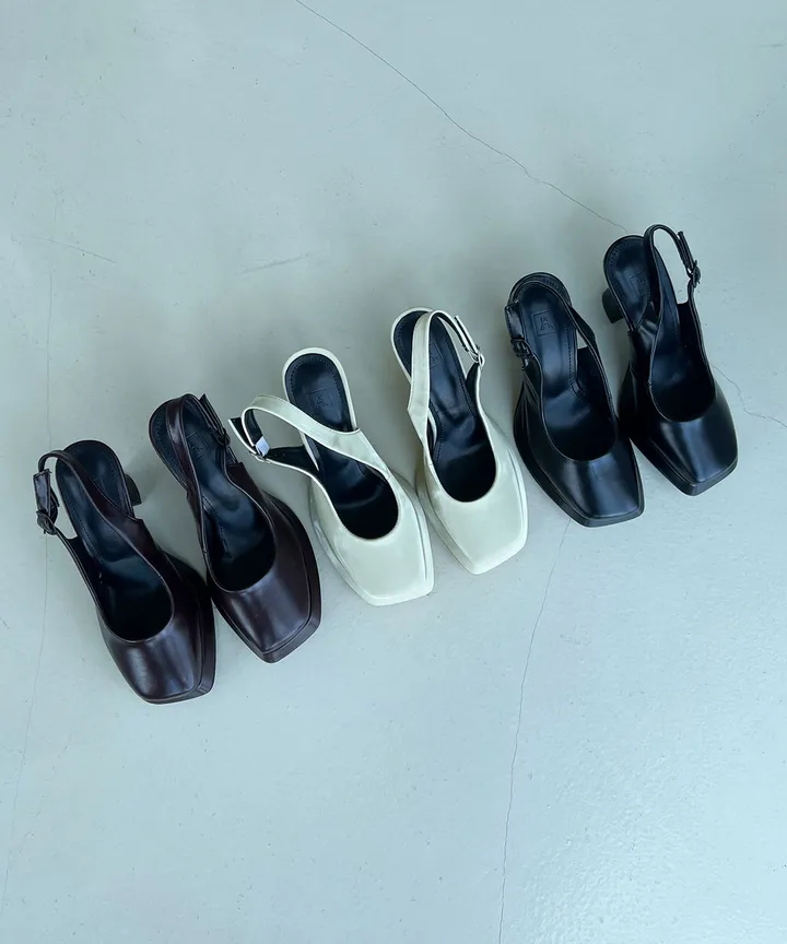 (3color) 언발란스 사선 스퀘어 각코 플랫폼 가보시 슬링백 힐 상세 이미지 46