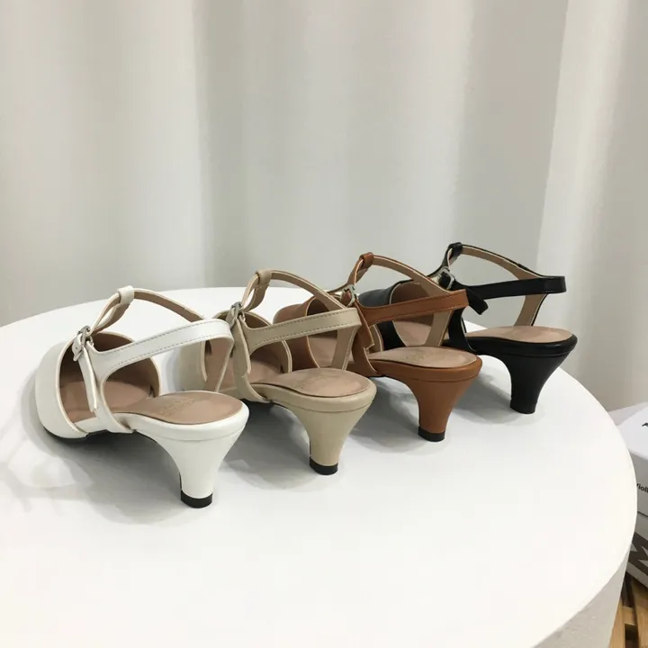 [국산수제화] 5cm,7cm 스틸레토 T 스트랩 슬링백힐 225mm~255mm 상세 이미지 3