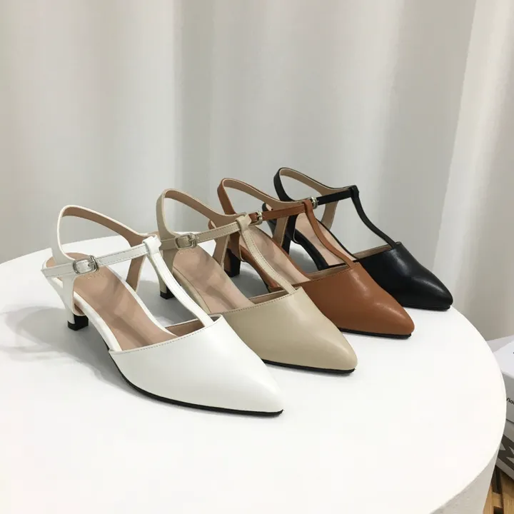 [국산수제화] 5cm,7cm 스틸레토 T 스트랩 슬링백힐 225mm~255mm 상세 이미지 2