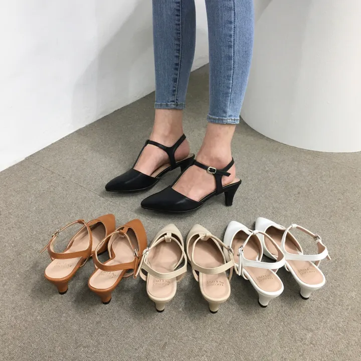 [국산수제화] 5cm,7cm 스틸레토 T 스트랩 슬링백힐 225mm~255mm 상세 이미지 8