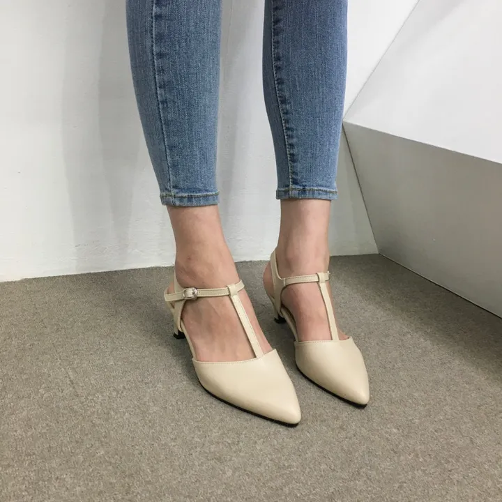 [국산수제화] 5cm,7cm 스틸레토 T 스트랩 슬링백힐 225mm~255mm 상세 이미지 32