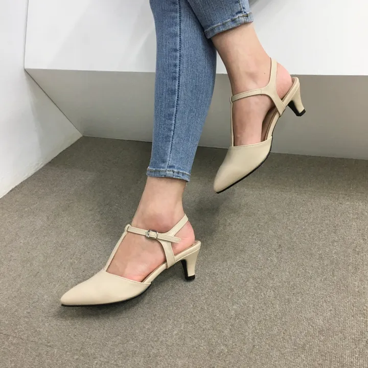 [국산수제화] 5cm,7cm 스틸레토 T 스트랩 슬링백힐 225mm~255mm 상세 이미지 34