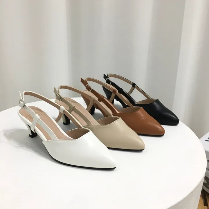 [국산수제화] 5cm,7cm 스틸레토 사이드 스트랩 슬링백힐 225mm~255mm 상세 이미지 2