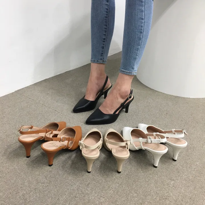 [국산수제화] 5cm,7cm 스틸레토 사이드 스트랩 슬링백힐 225mm~255mm 상세 이미지 10