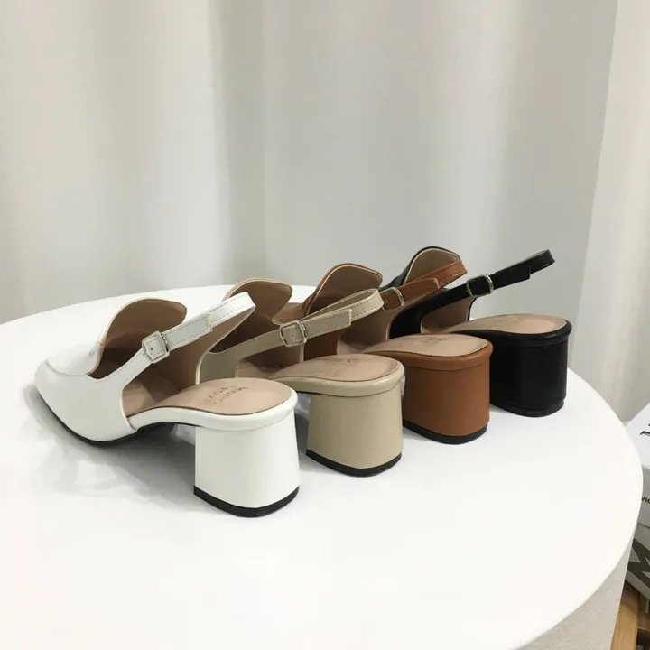 [국산수제화] 모던 스퀘어 통굽 로퍼 슬링백 225mm~255mm 상세 이미지 3