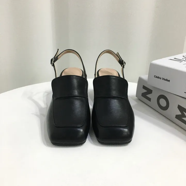 [국산수제화] 모던 스퀘어 통굽 로퍼 슬링백 225mm~255mm 상세 이미지 38
