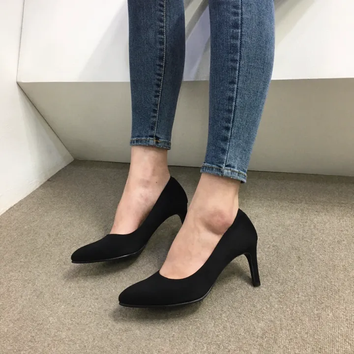 [국내제작/당일배송] 엣지 가죽/스웨이드 쿠션 미들 펌프스 힐 7cm 상세 이미지 30