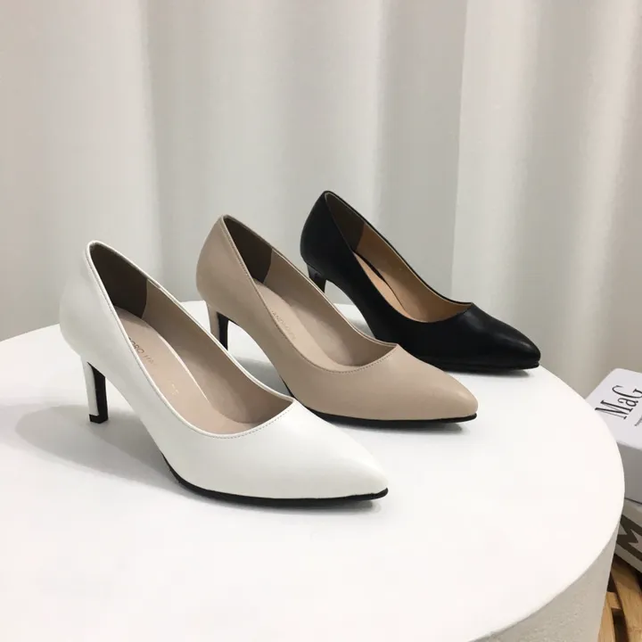 [국내제작/당일배송] 엣지 가죽/스웨이드 쿠션 미들 펌프스 힐 7cm 상세 이미지 32