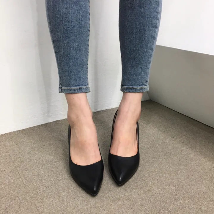 [국내제작/당일배송] 엣지 가죽/스웨이드 쿠션 미들 펌프스 힐 7cm 상세 이미지 57
