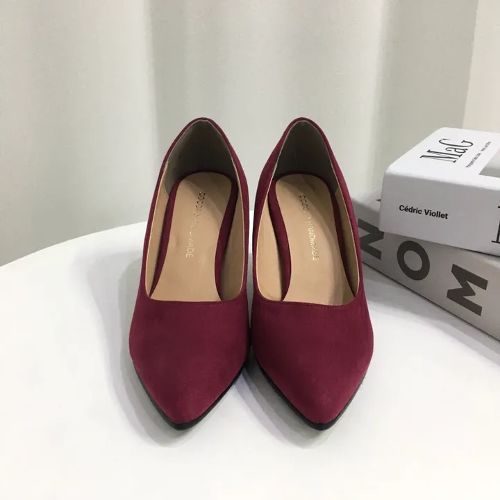 [국내제작/당일배송] 엣지 가죽/스웨이드 쿠션 미들 펌프스 힐 7cm 상세 이미지 16