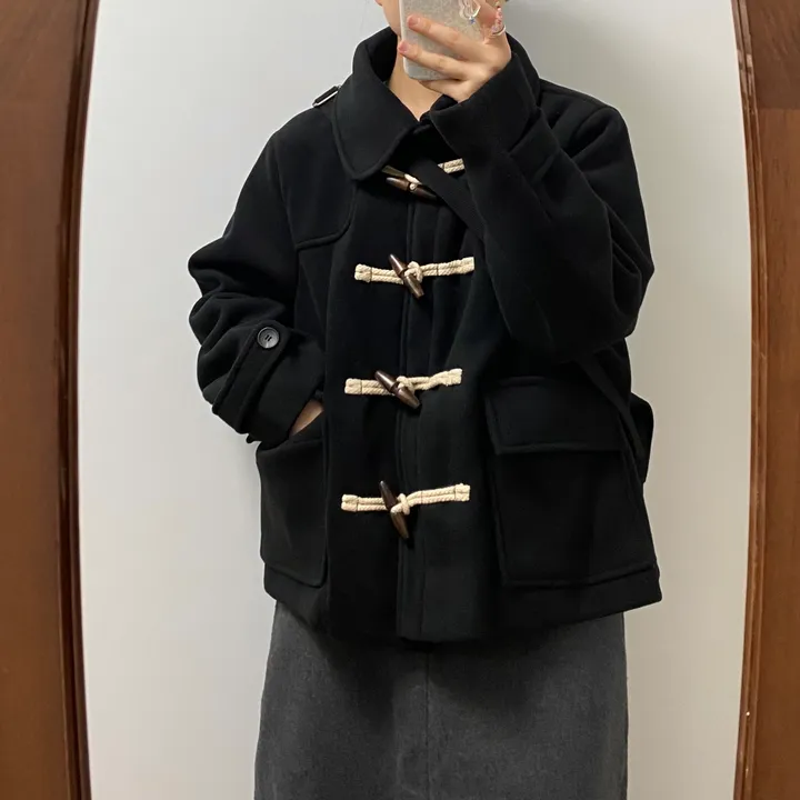 🤎주문폭주🤎아메카지 카라 더플코트(그레이/블랙) 상세 이미지 7
