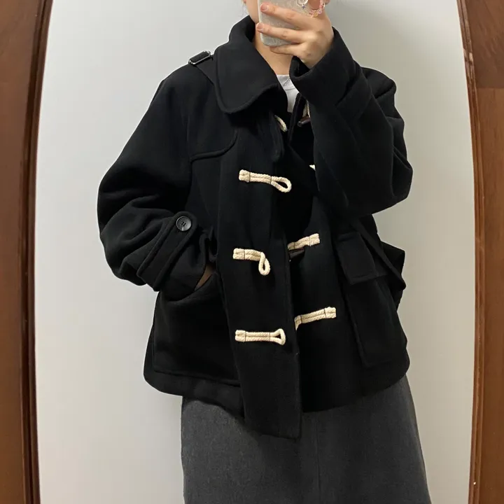 🤎주문폭주🤎아메카지 카라 더플코트(그레이/블랙) 상세 이미지 14