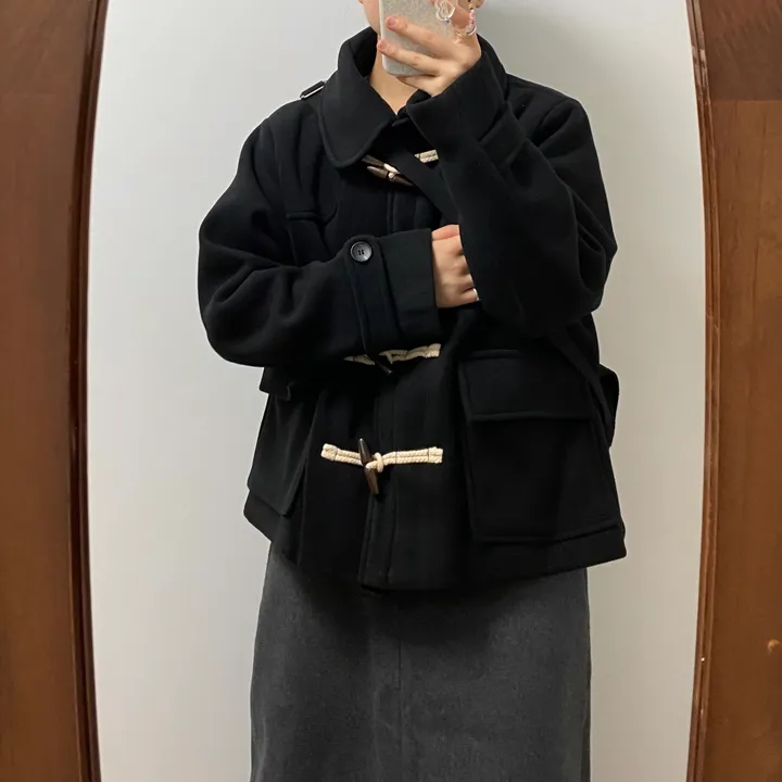 🤎주문폭주🤎아메카지 카라 더플코트(그레이/블랙) 상세 이미지 8