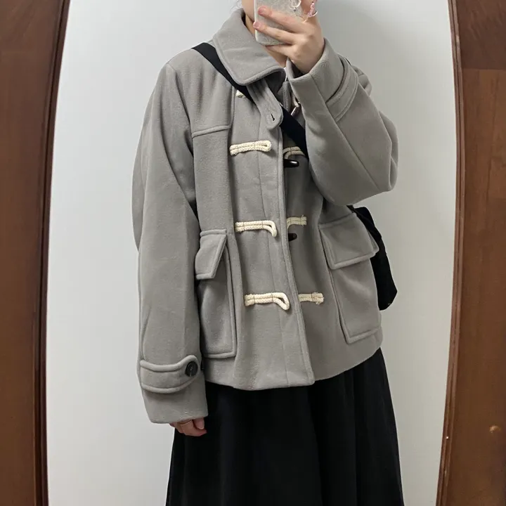 🤎주문폭주🤎아메카지 카라 더플코트(그레이/블랙) 상세 이미지 21