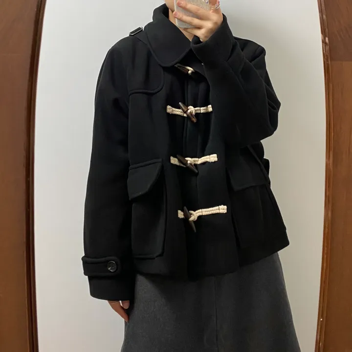 🤎주문폭주🤎아메카지 카라 더플코트(그레이/블랙) 상세 이미지 9