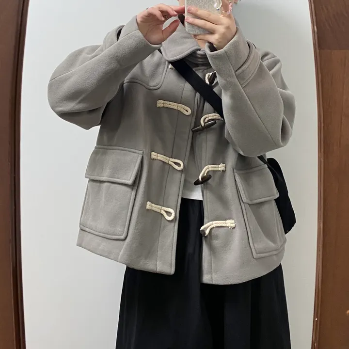 🤎주문폭주🤎아메카지 카라 더플코트(그레이/블랙) 상세 이미지 16
