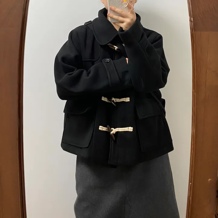 🤎주문폭주🤎아메카지 카라 더플코트(그레이/블랙) 상세 이미지 5