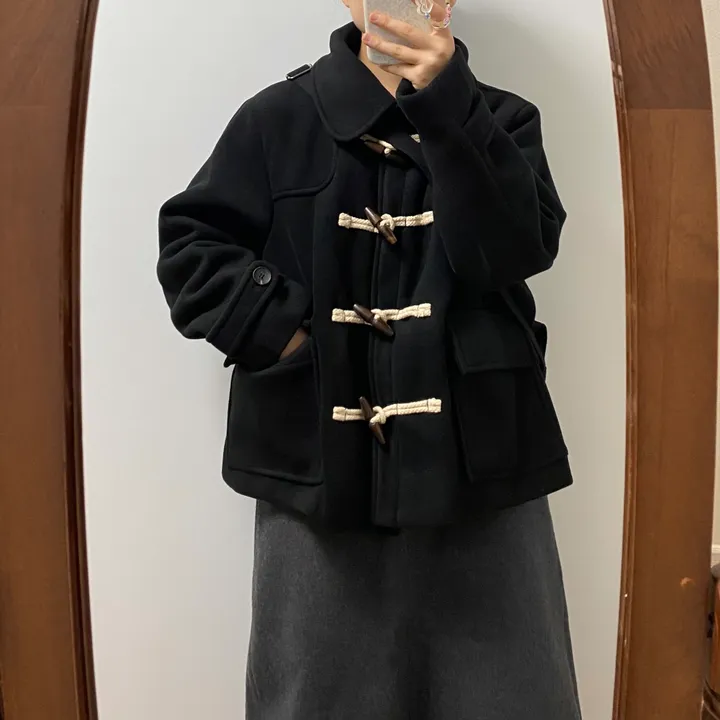 🤎주문폭주🤎아메카지 카라 더플코트(그레이/블랙) 상세 이미지 6