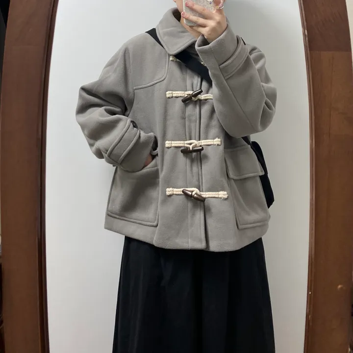🤎주문폭주🤎아메카지 카라 더플코트(그레이/블랙) 상세 이미지 22