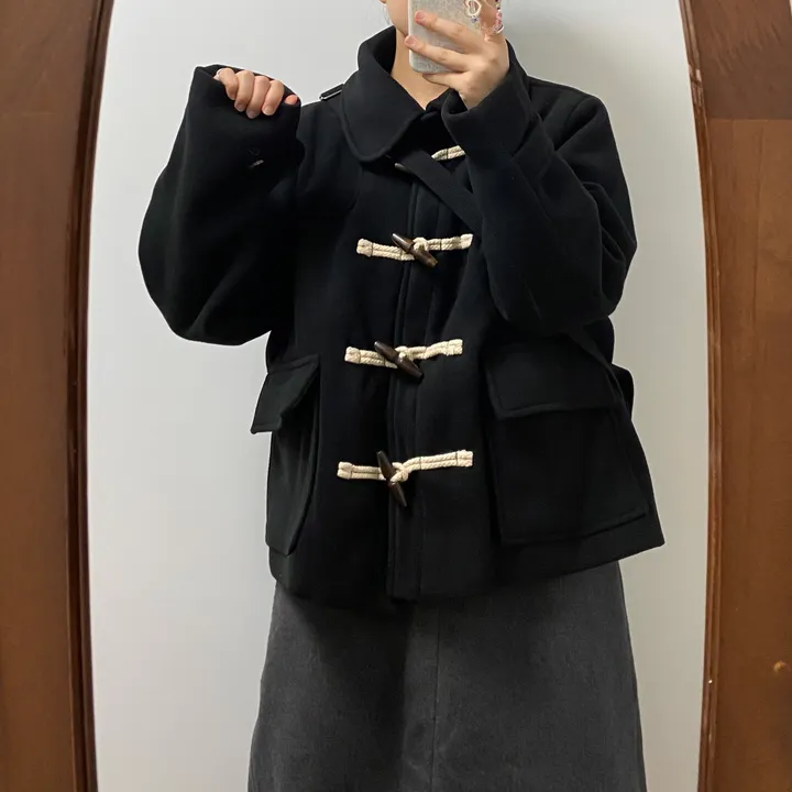 🤎주문폭주🤎아메카지 카라 더플코트(그레이/블랙) 상세 이미지 4