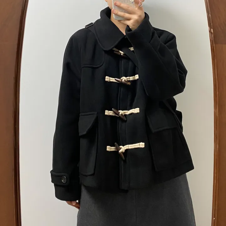 🤎주문폭주🤎아메카지 카라 더플코트(그레이/블랙) 상세 이미지 3